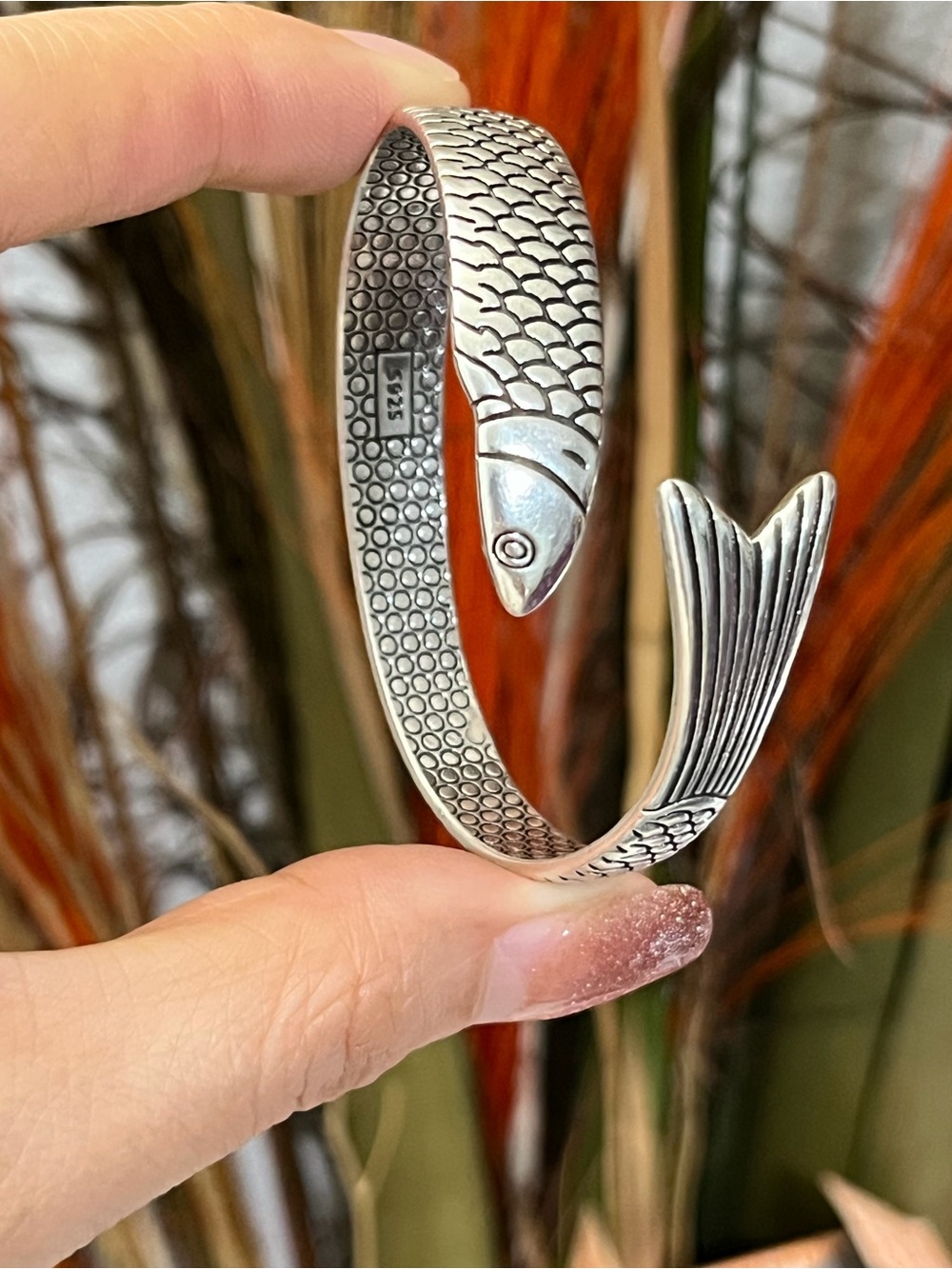 For small wrist S925 Silver single fish cuff Bracelet for women girls